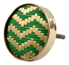 Round Green Metal and Wooden Knobs